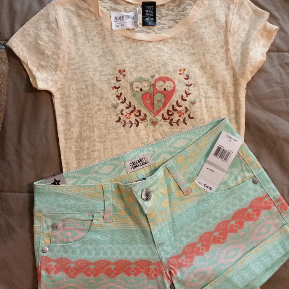 Celebrity Pink Shorts + TROO Tee NWT - Picture 1 of 5